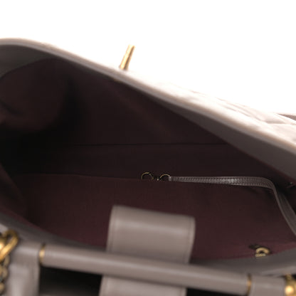 Chanel Glazed Calfskin Quilted Gold Bar Tote Dark Grey 5 of 11