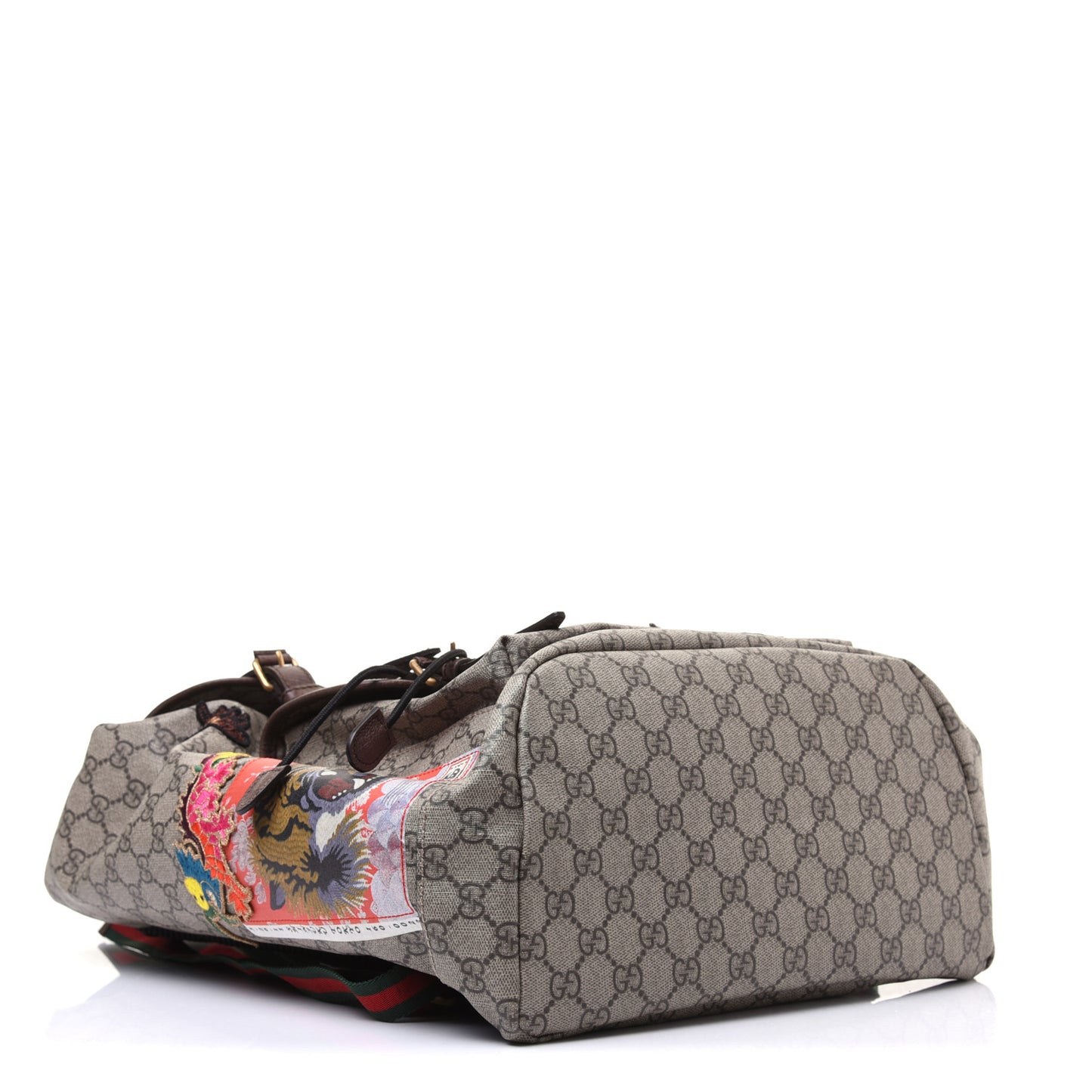 Soft GG Supreme Monogram Courrier Web Double Buckle Backpack Beige New Acero