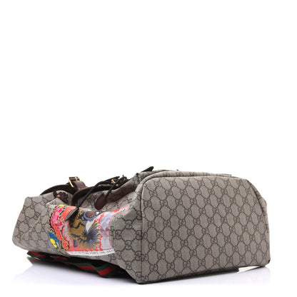 Gucci Soft GG Supreme Monogram Courrier Web Double Buckle Backpack Beige New Acero 3 of 19