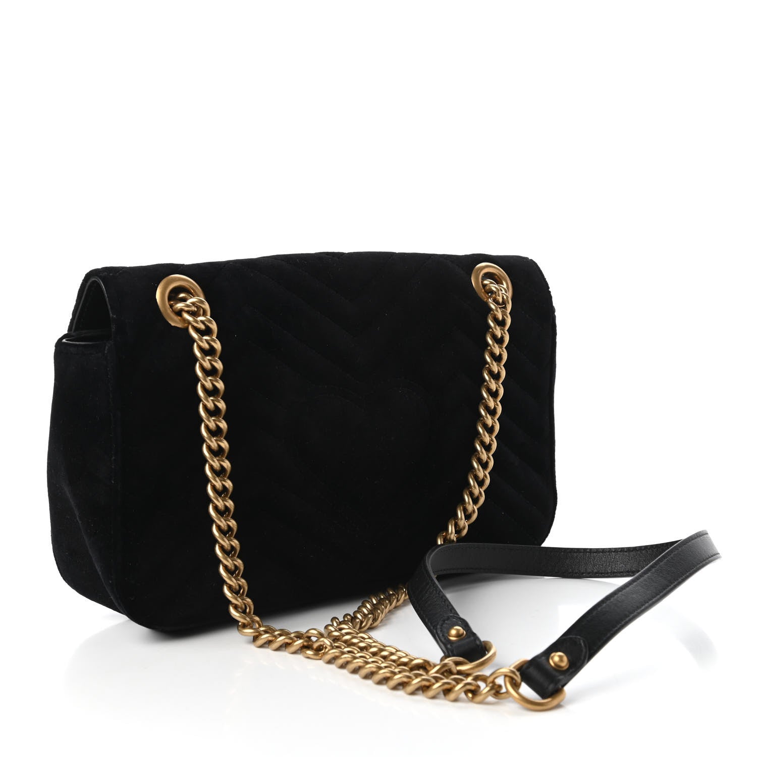 Gucci Velvet Matelasse Small GG Marmont Shoulder Bag Black 3 of 10