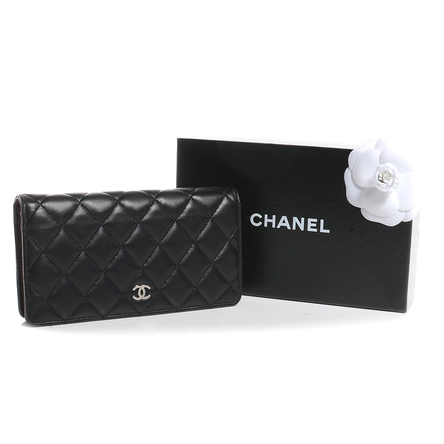 Chanel Lambskin Quilted Yen Wallet Black 5 of 8