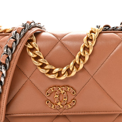 Chanel Lambskin Quilted Chanel 19 Wallet On Chain WOC Brown 9 of 12