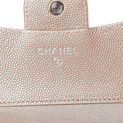 Chanel Metallic Caviar Chevron Quilted Compact Flap Wallet Light Gold 6 of 9