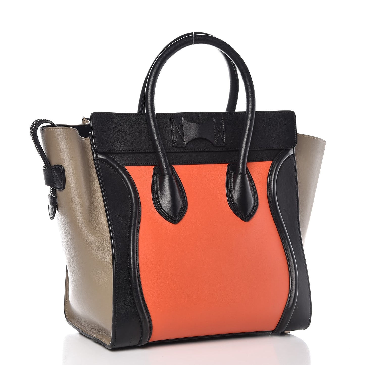 Smooth Calfskin Mini Tri-Color Luggage Bright Orange