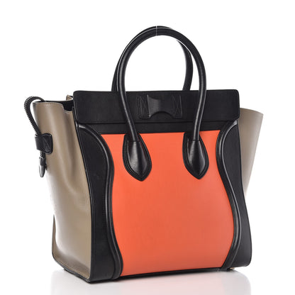 Celine Smooth Calfskin Mini Tri-Color Luggage Bright Orange 3 of 14