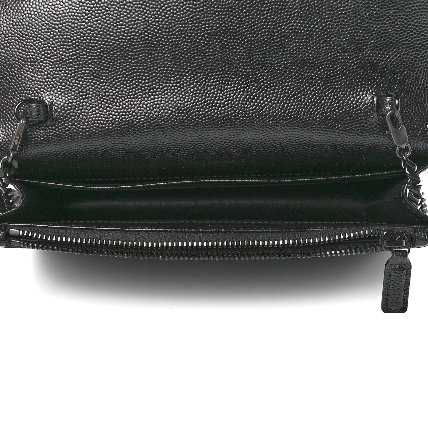 Grain De Poudre Matelasse Chevron Monogram Monochrome Envelope Chain Wallet Black