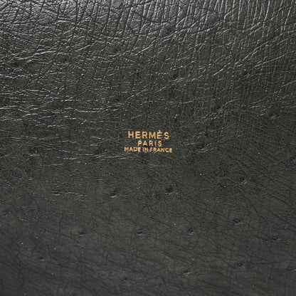 Hermes Ostrich Market Drawstring Bag 28 Vert Olive 6 of 15