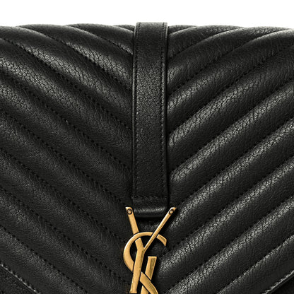 Saint Laurent Sheepskin Matelasse Chevron Monogram Large College Satchel Black 9 of 11