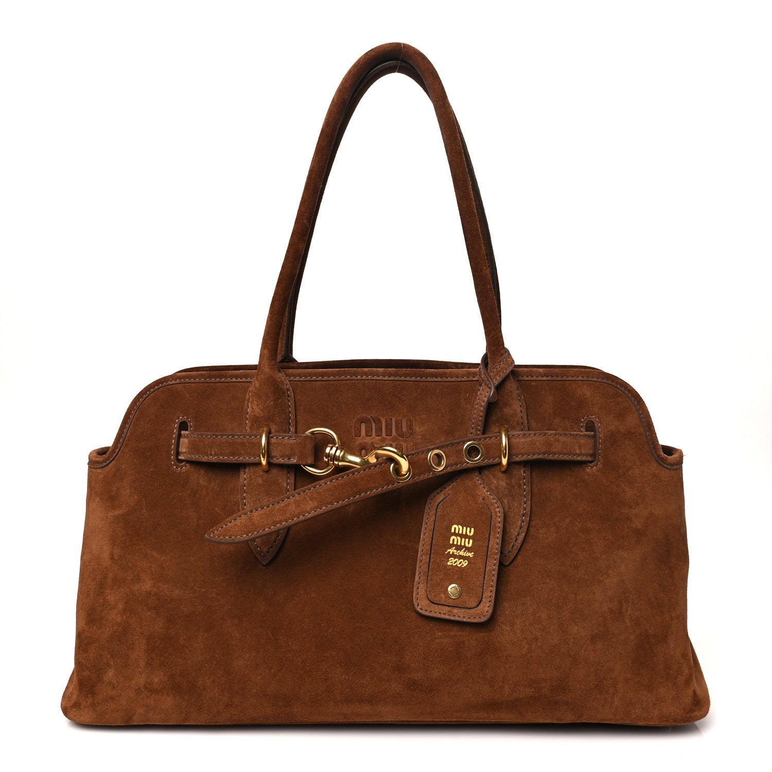 Miu Miu Camoscio Large Aventure Bag Oak 1 of 10