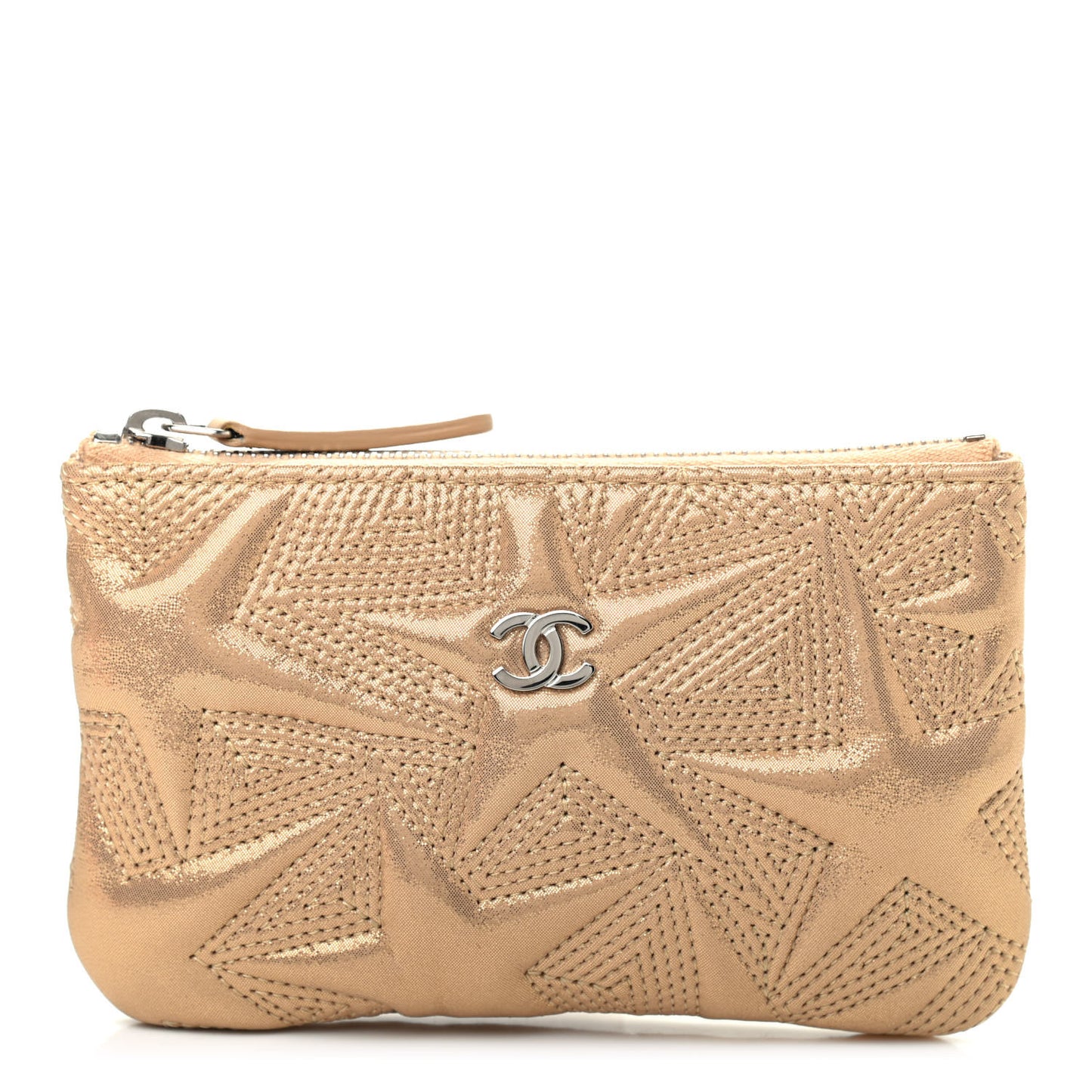 Metallic Lambskin Star Embossed Coin Purse Case Gold