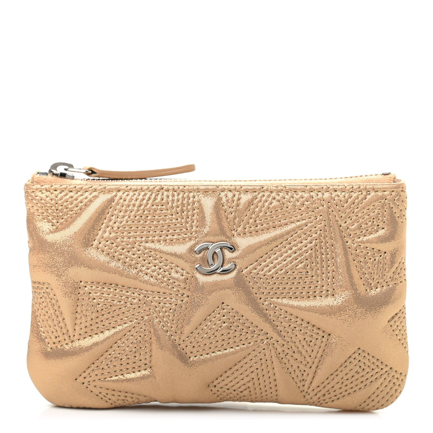 Chanel Metallic Lambskin Star Embossed Coin Purse Case Gold 1 of 7