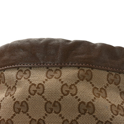 Gucci Monogram Textured Calfskin Horsebit 1955 Drawstring Bucket Bag Beige Brown Sugar 10 of 12