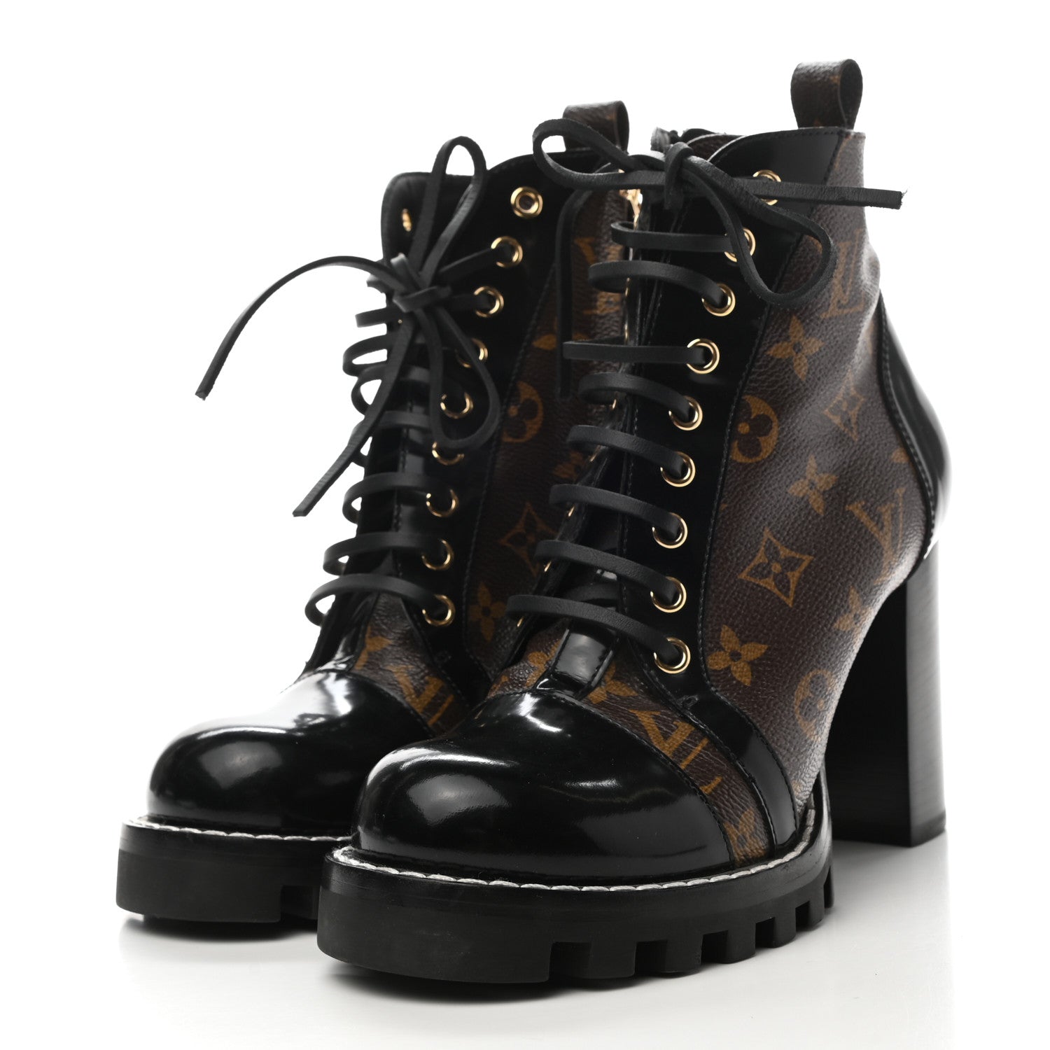 Louis Vuitton Patent Calfskin Monogram Star Trail Ankle Boots 39 Black 3 of 8