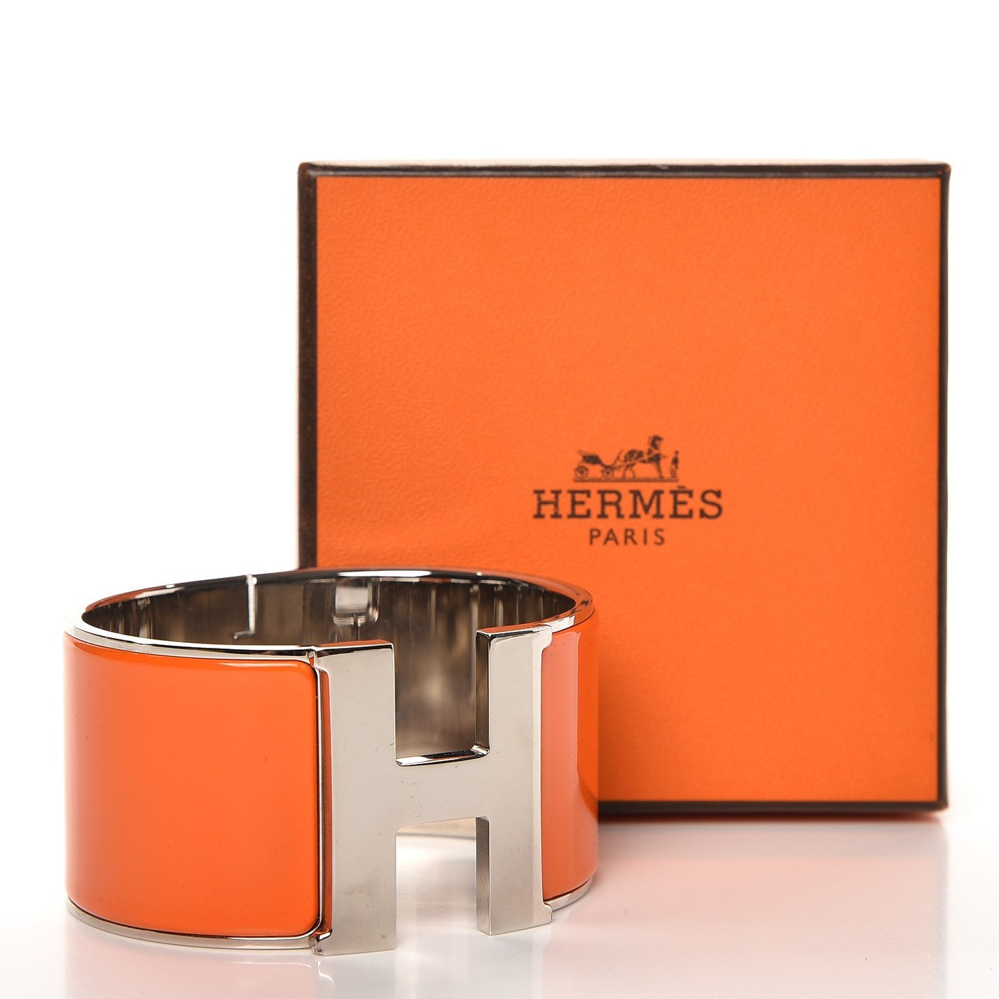 Enamel Extra Wide Clic Clac H Bracelet GM Orange
