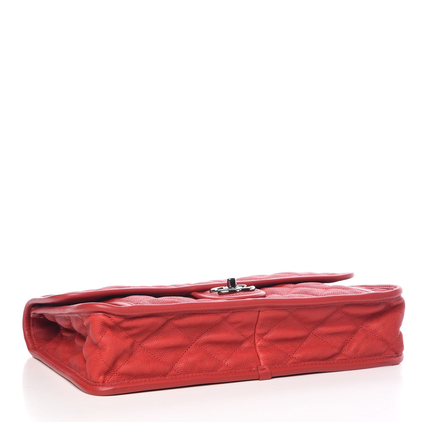 Caviar Quilted Large French Riviera Flap Red