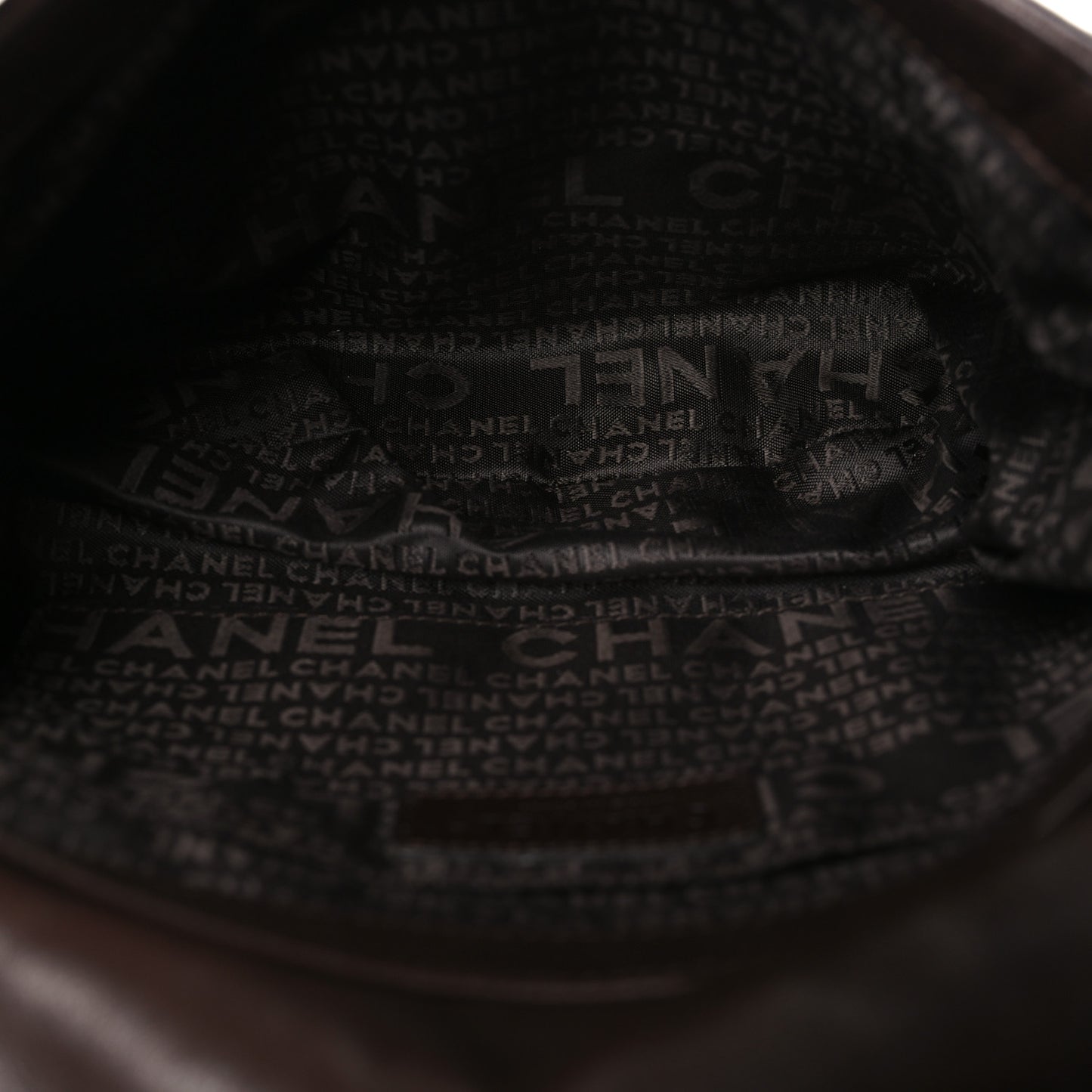 Lambskin Pleated CC Shoulder Bag Marron Fonce