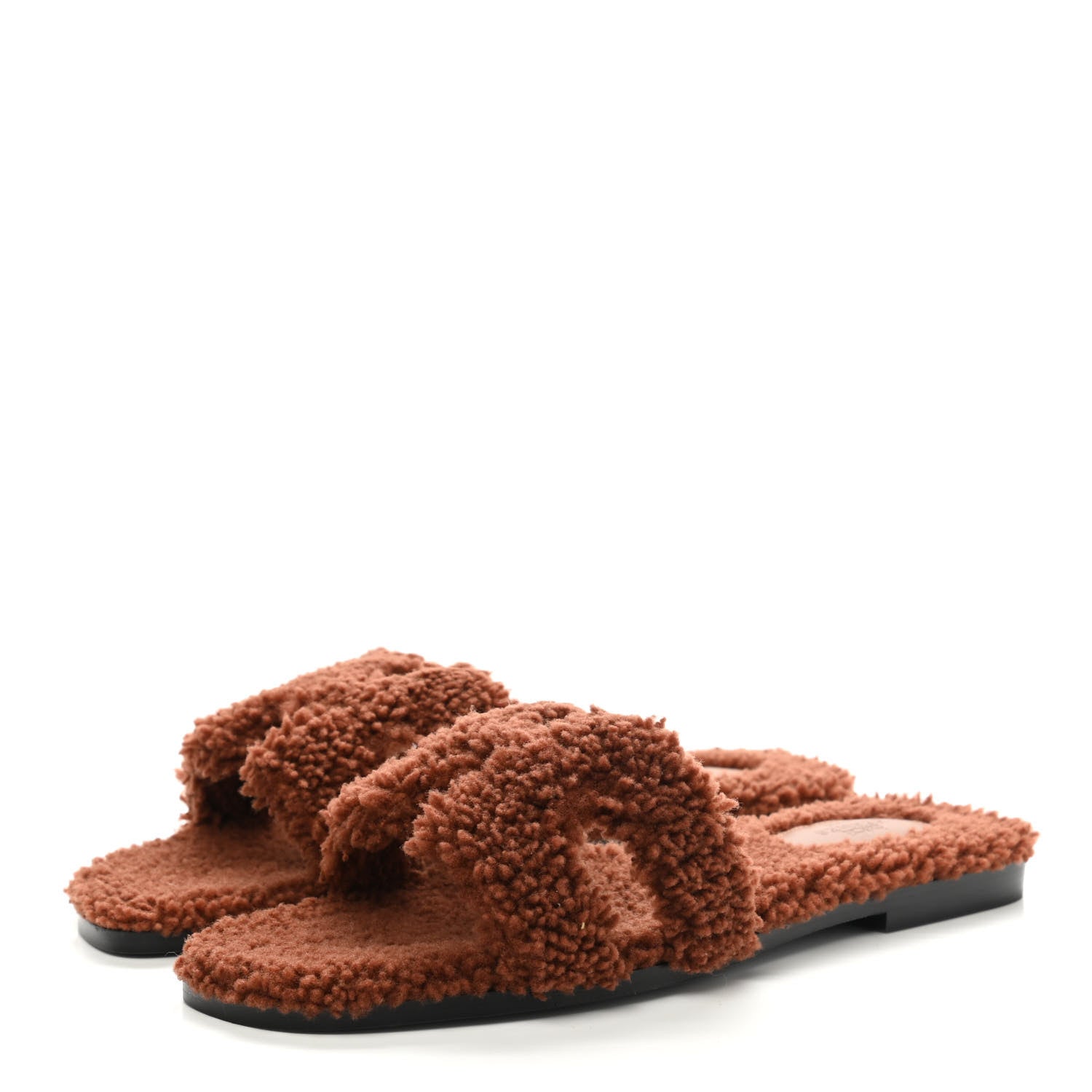 Hermes Woolskin Oran Sandals 40 Cognac 3 of 8