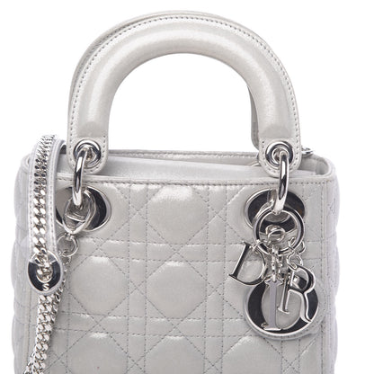 Christian Dior Metallic Lambskin Cannage Mini Lady Dior Silver 9 of 10