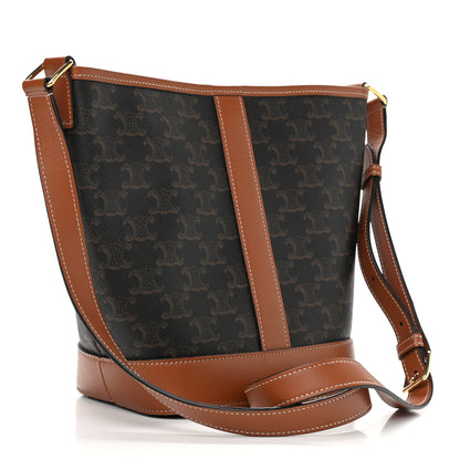Celine Triomphe Canvas Calfskin Small Bucket Bag Tan 3 of 10