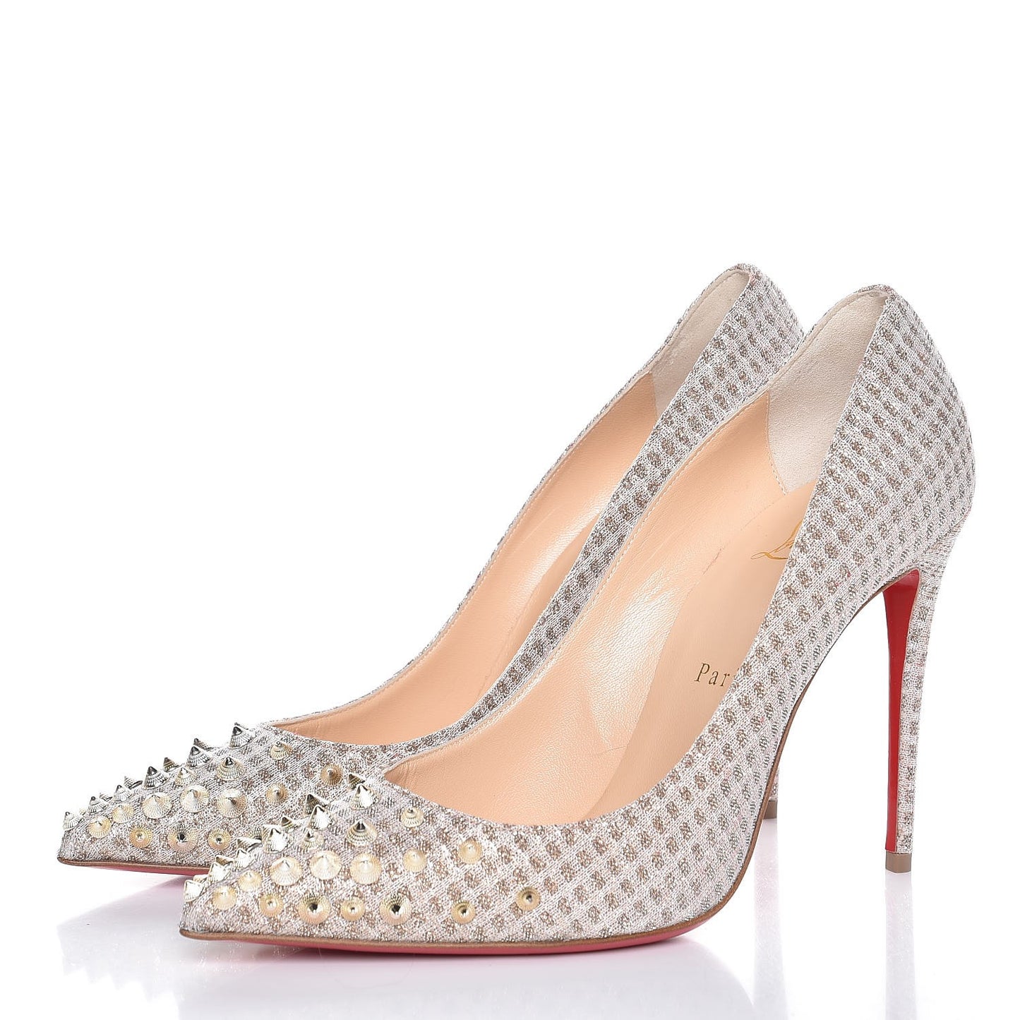 Quadro Lurex Spikeyshell 100 Pumps 37.5 Nude White Gold