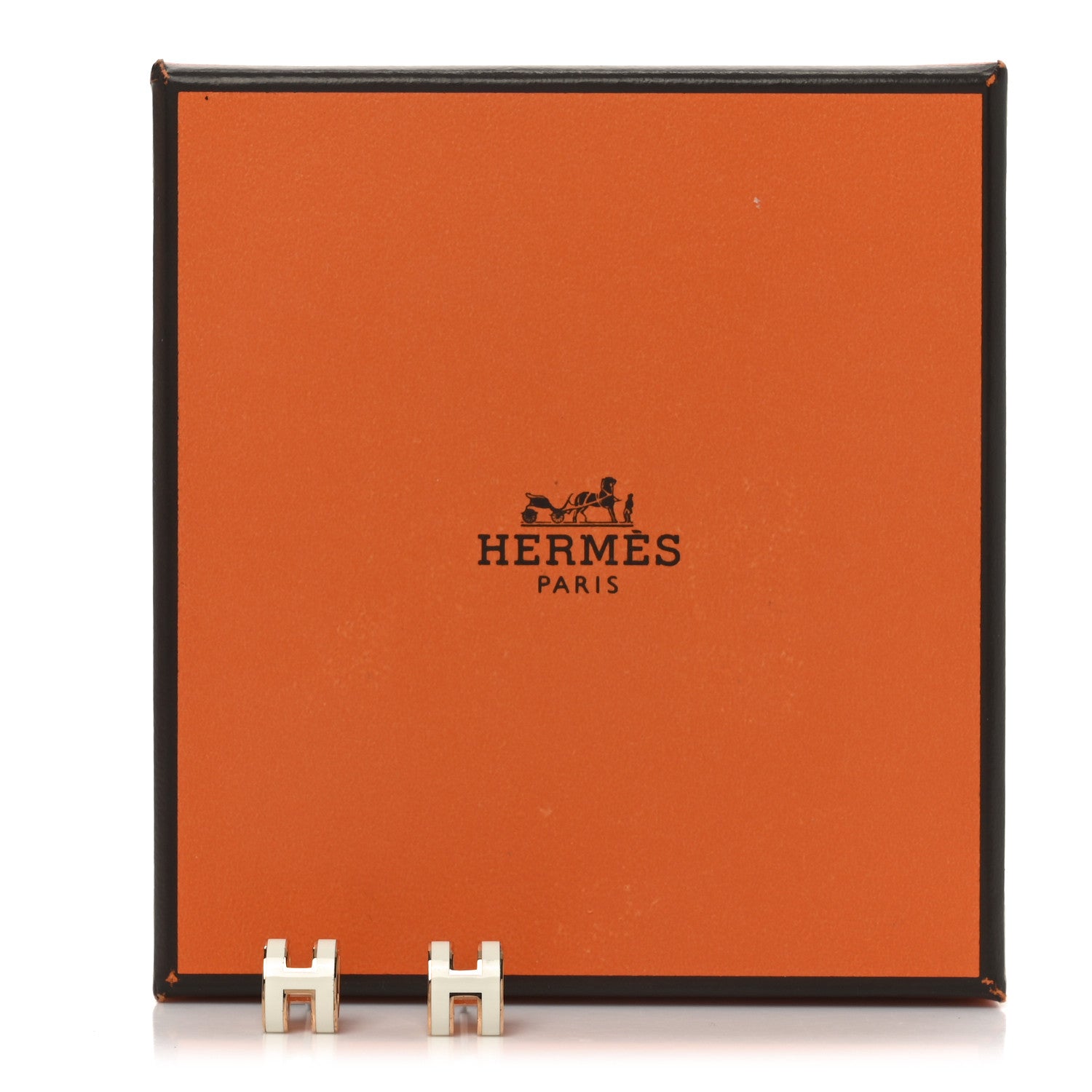 Hermes Rose Gold Lacquered Mini Pop H Earrings White 6 of 6