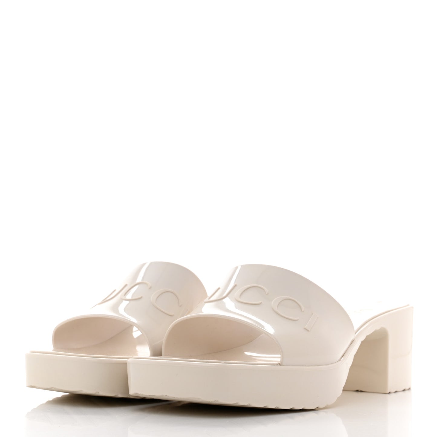 Rubber Gucci Logo Womens Platform 20/60mm Slide Sandals 38 Mystic White