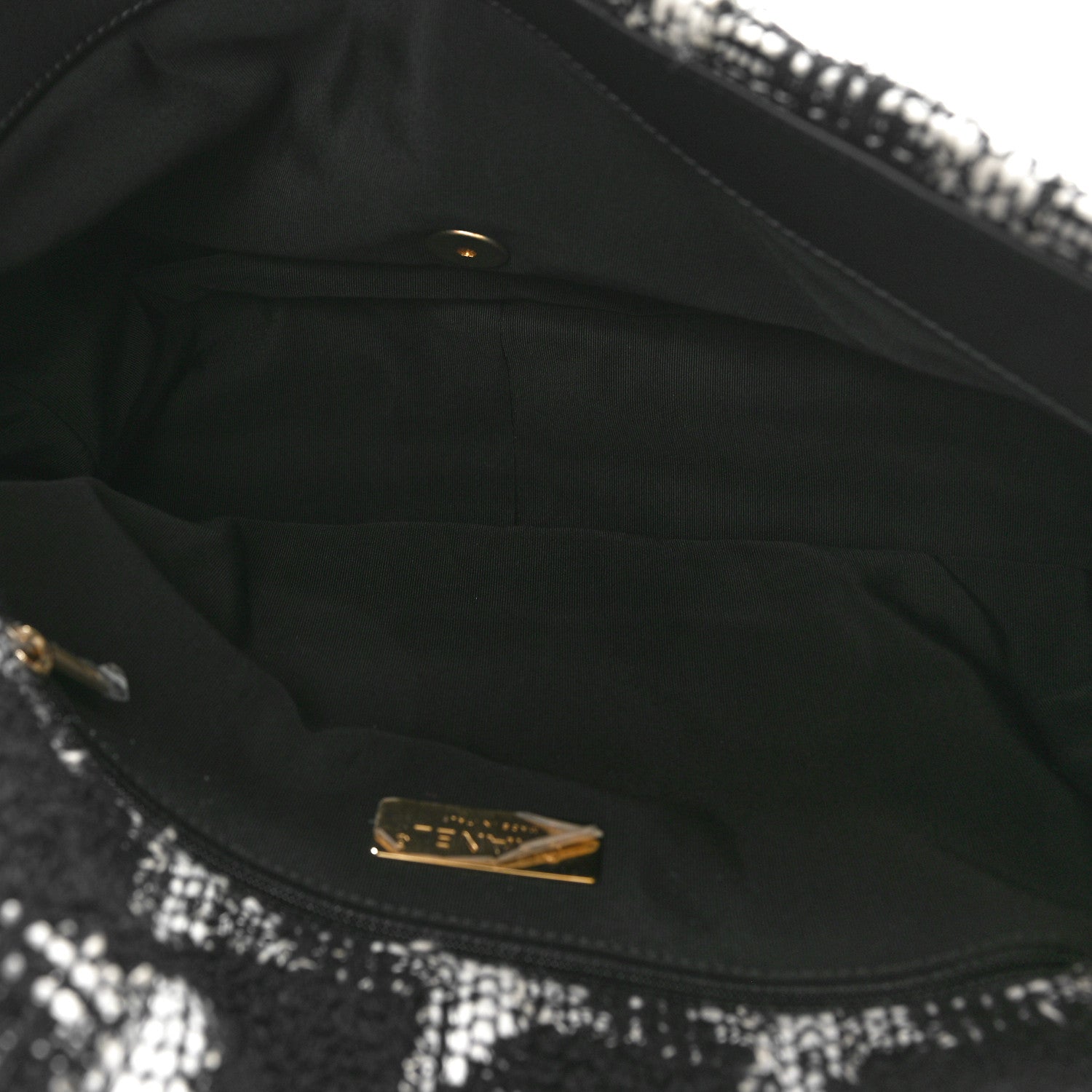 Chanel Tweed Quilted Large Chanel 19 Flap Black Ecru White 5 of 10