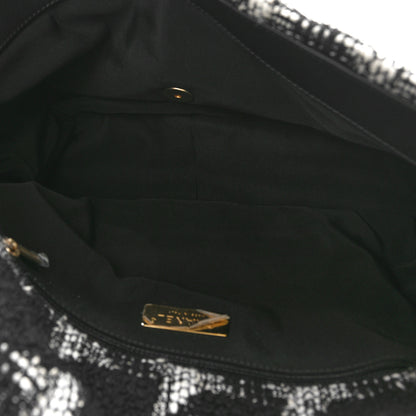 Chanel Tweed Quilted Large Chanel 19 Flap Black Ecru White 5 of 10