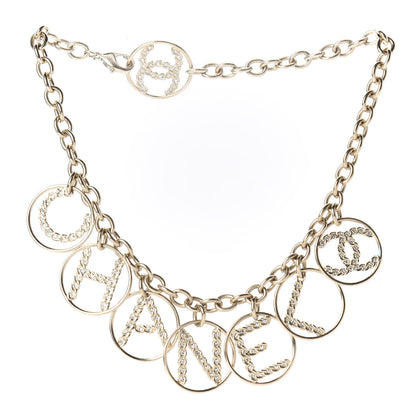 Chanel Metal Strass Crystal Logo Necklace Gold 1 of 11