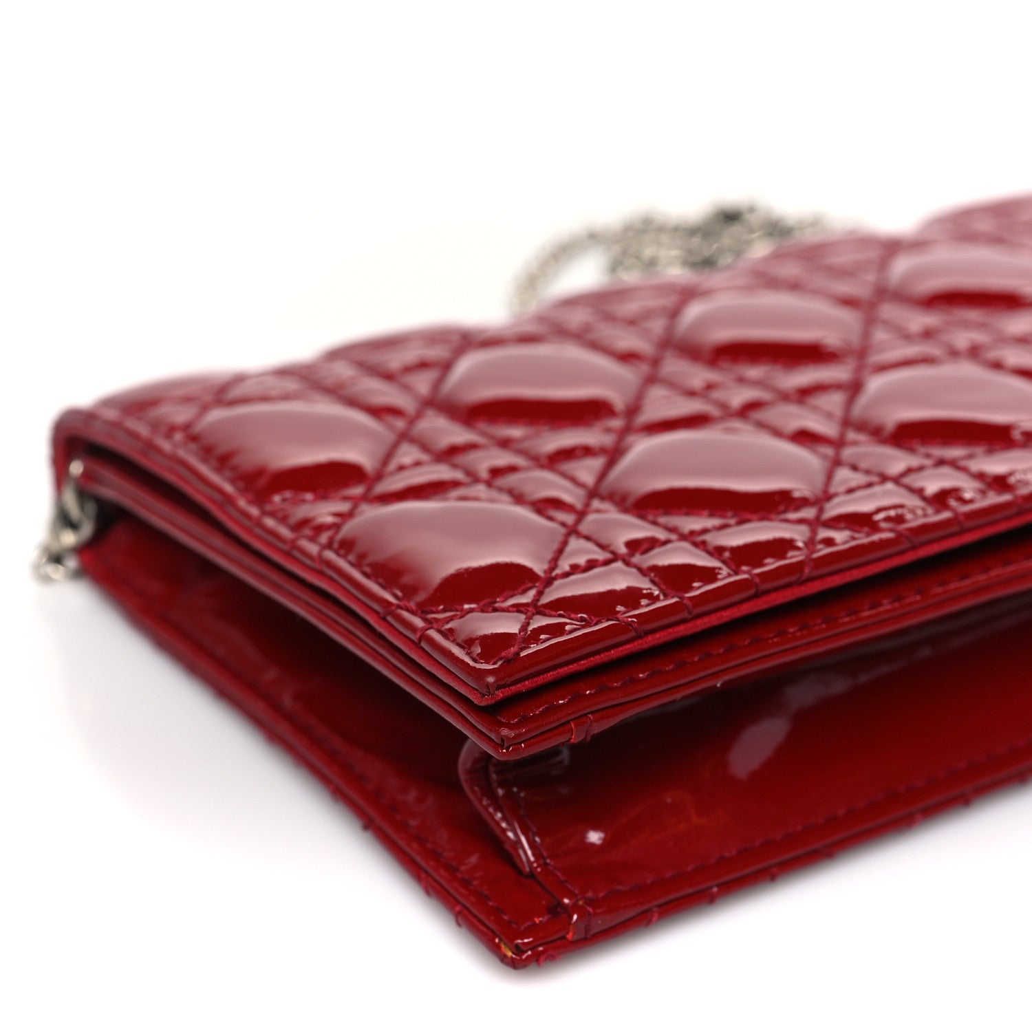 Christian Dior Patent Cannage Lady Dior Convertible Clutch Red 8 of 10