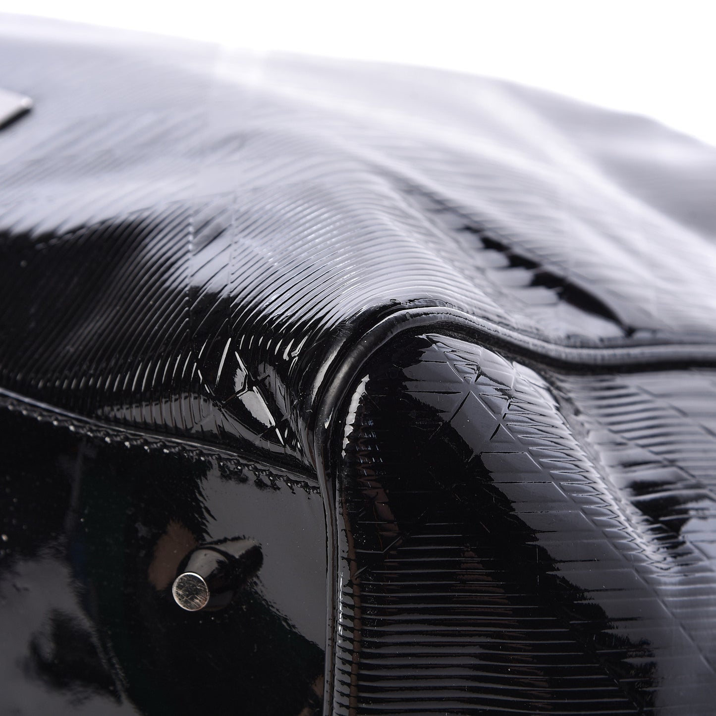 Patent Check Embossed Small Bilmore Tote Black