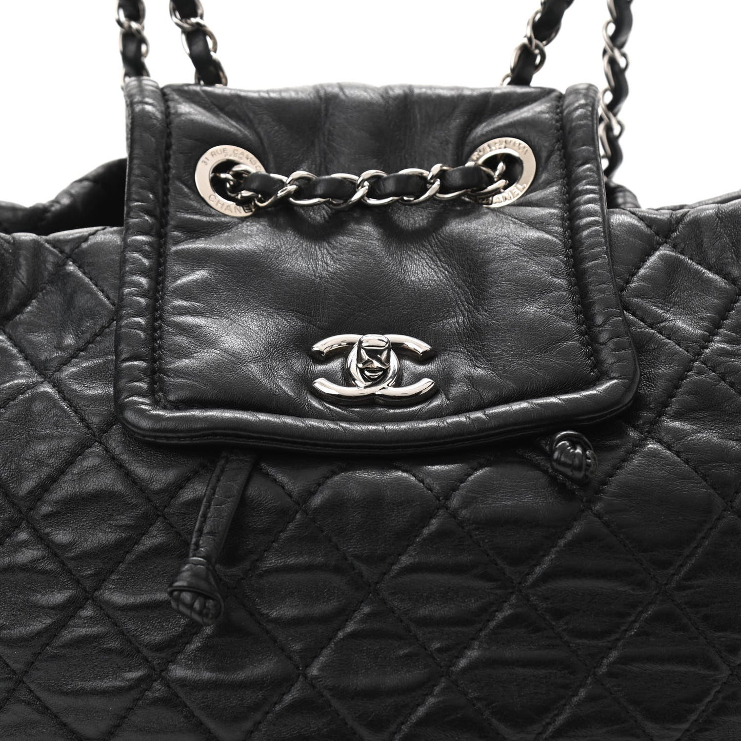 Lambskin Quilted Beijing Backpack Black