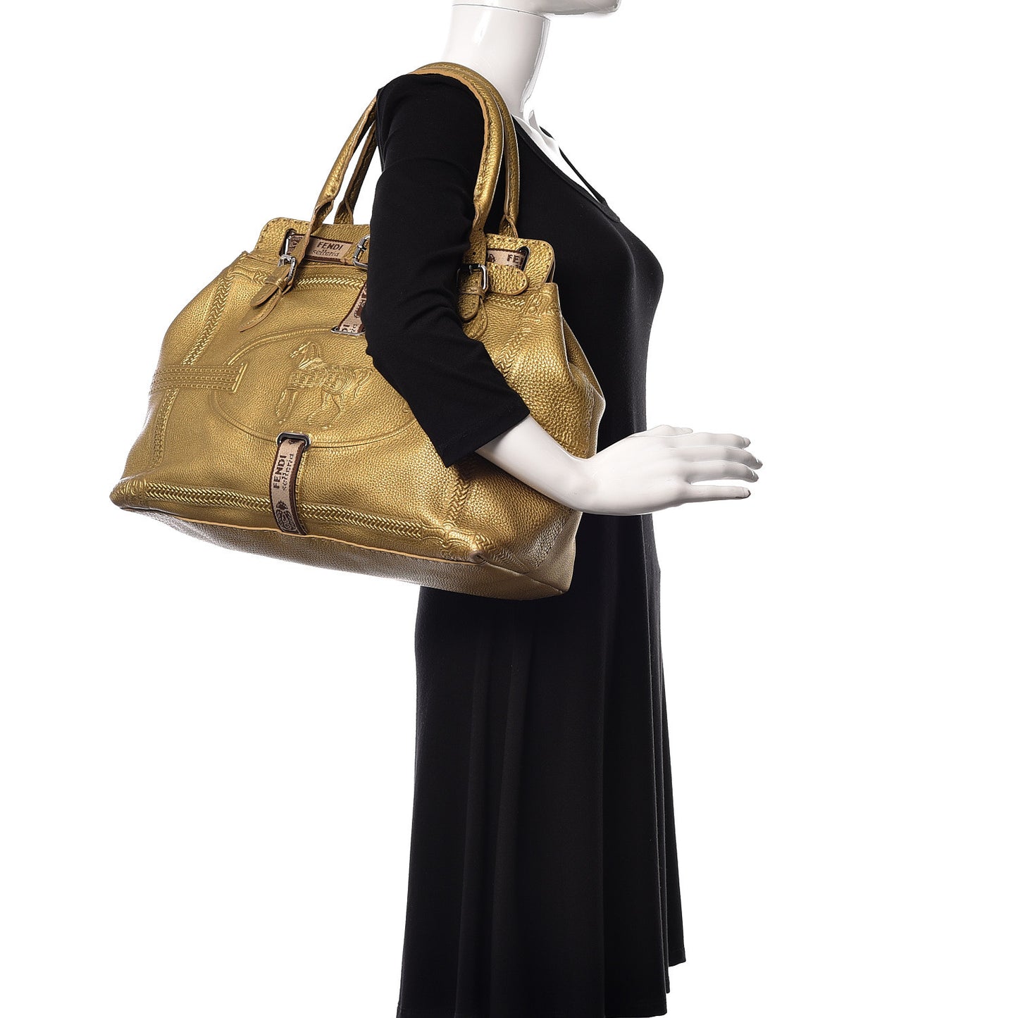 Calfskin Romano Selleria Large Villa Borghese Tote Gold