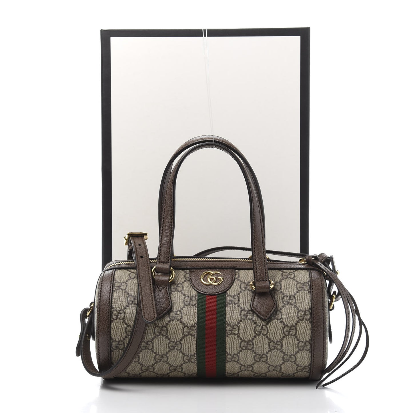 GG Supreme Monogram Web Small Ophidia Boston Bag Beige New Acero