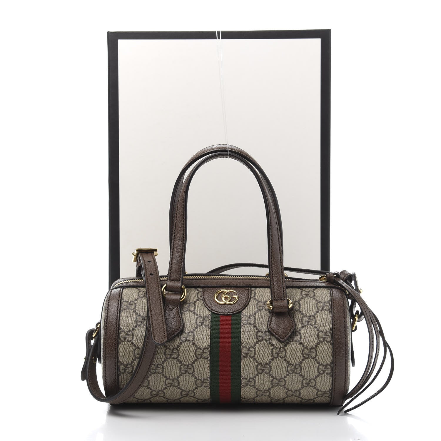 Gucci GG Supreme Monogram Web Small Ophidia Boston Bag Beige New Acero 13 of 13