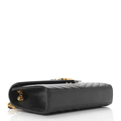 Saint Laurent Grain De Poudre Matelasse Chevron Medium Monogram Satchel Black 4 of 9