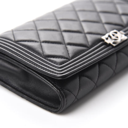 Chanel Lambskin Quilted Boy Wallet On Removable Chain WOC Black 7 of 13