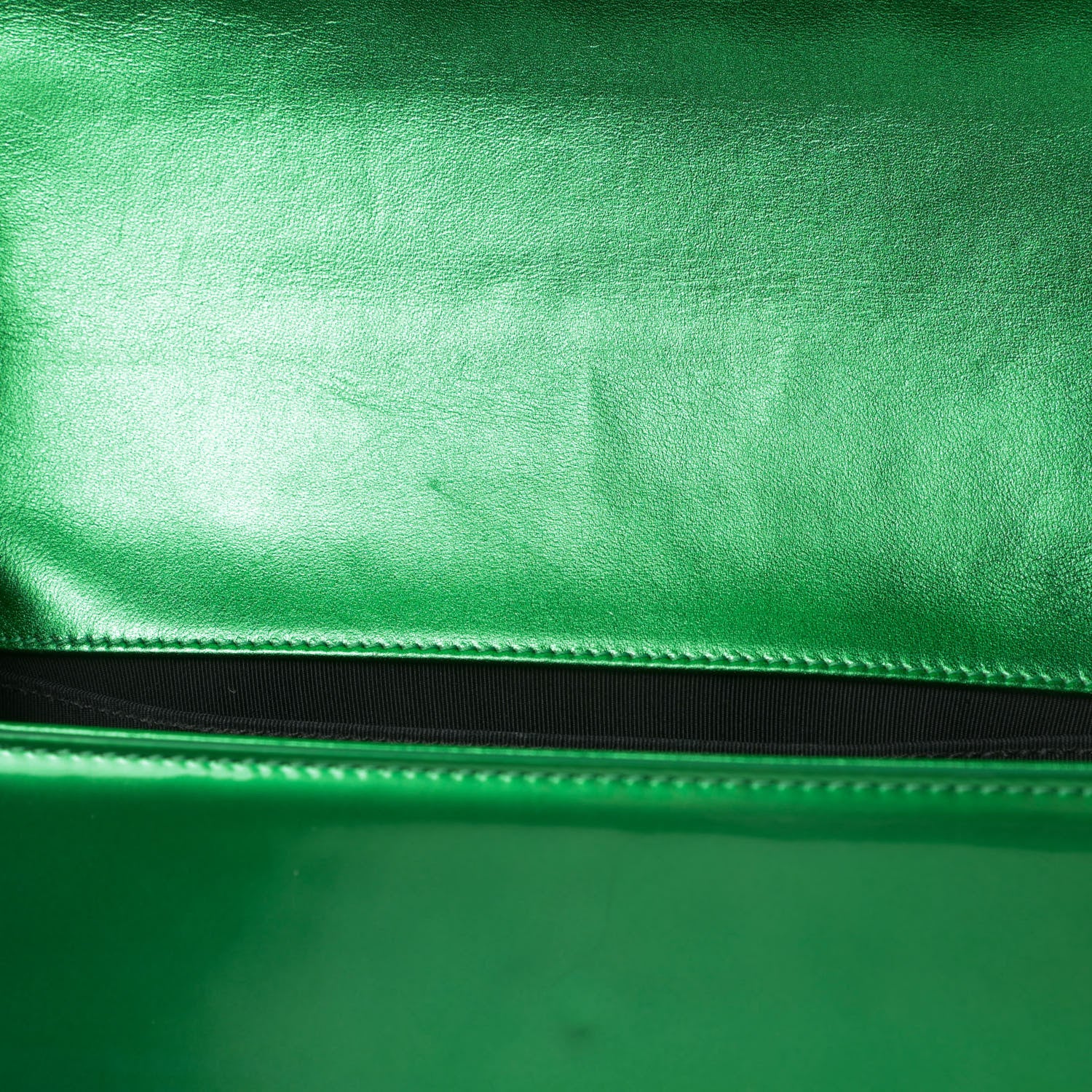 Chanel Metallic Patent Calfskin Quilted Medium Boy Flap Green 14 of 16
