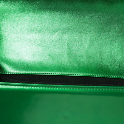 Chanel Metallic Patent Calfskin Quilted Medium Boy Flap Green 14 of 16