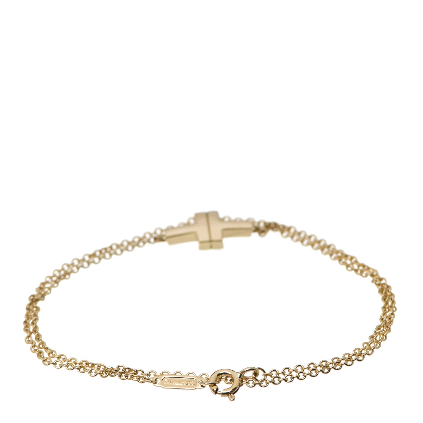 18K Yellow Gold T Double Chain Bracelet