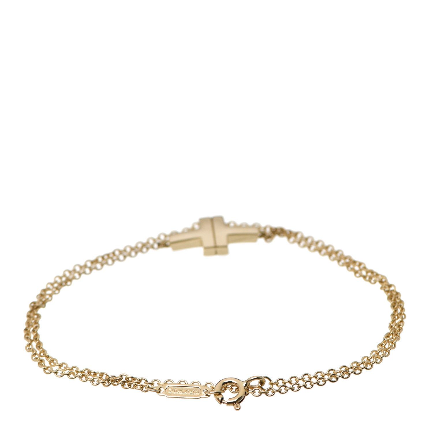 Tiffany 18K Yellow Gold T Double Chain Bracelet 2 of 4