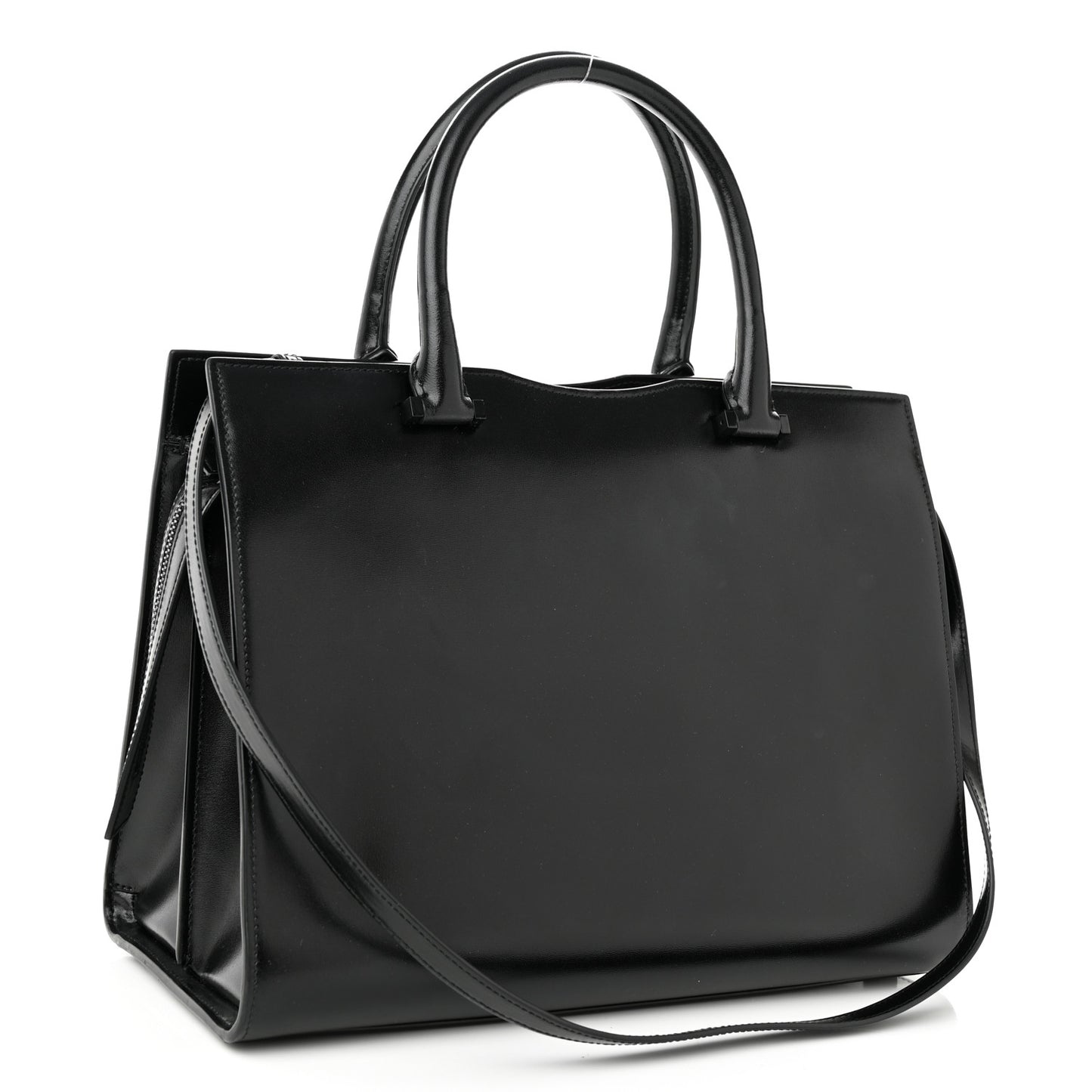 Shiny Calfskin Medium Uptown Tote Black