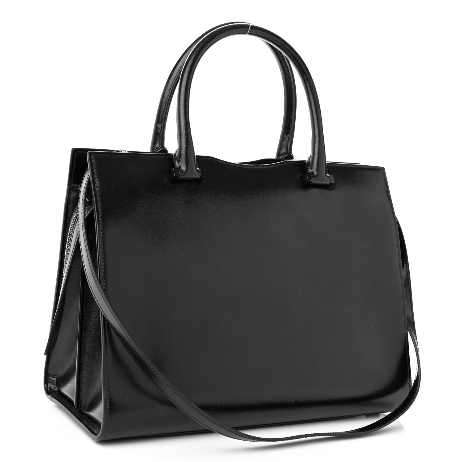 Saint Laurent Shiny Calfskin Medium Uptown Tote Black 2 of 12