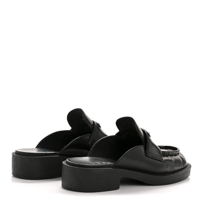 Prada Spazzolato Triangle 40mm Loafer Mules 37.5  Black 5 of 8