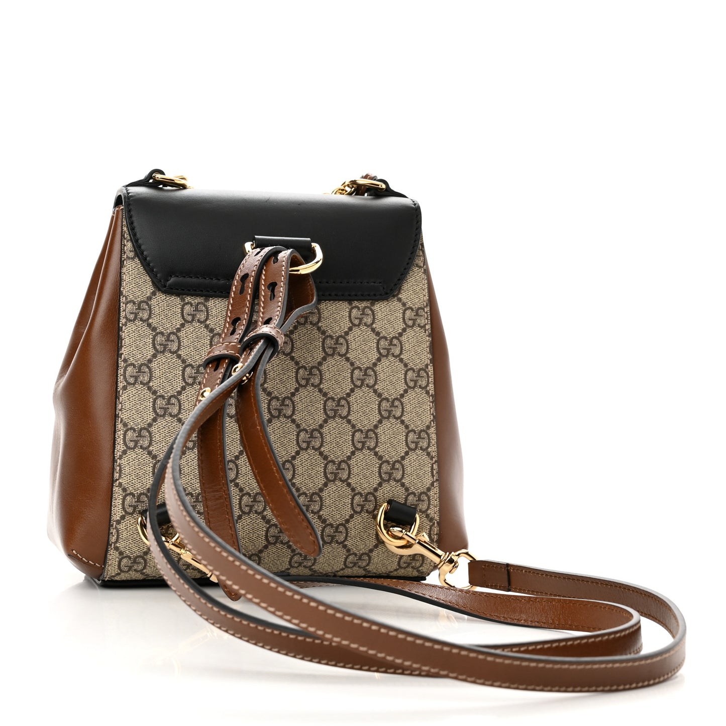 GG Supreme Monogram Calfskin Padlock Backpack Beige Cuir Black