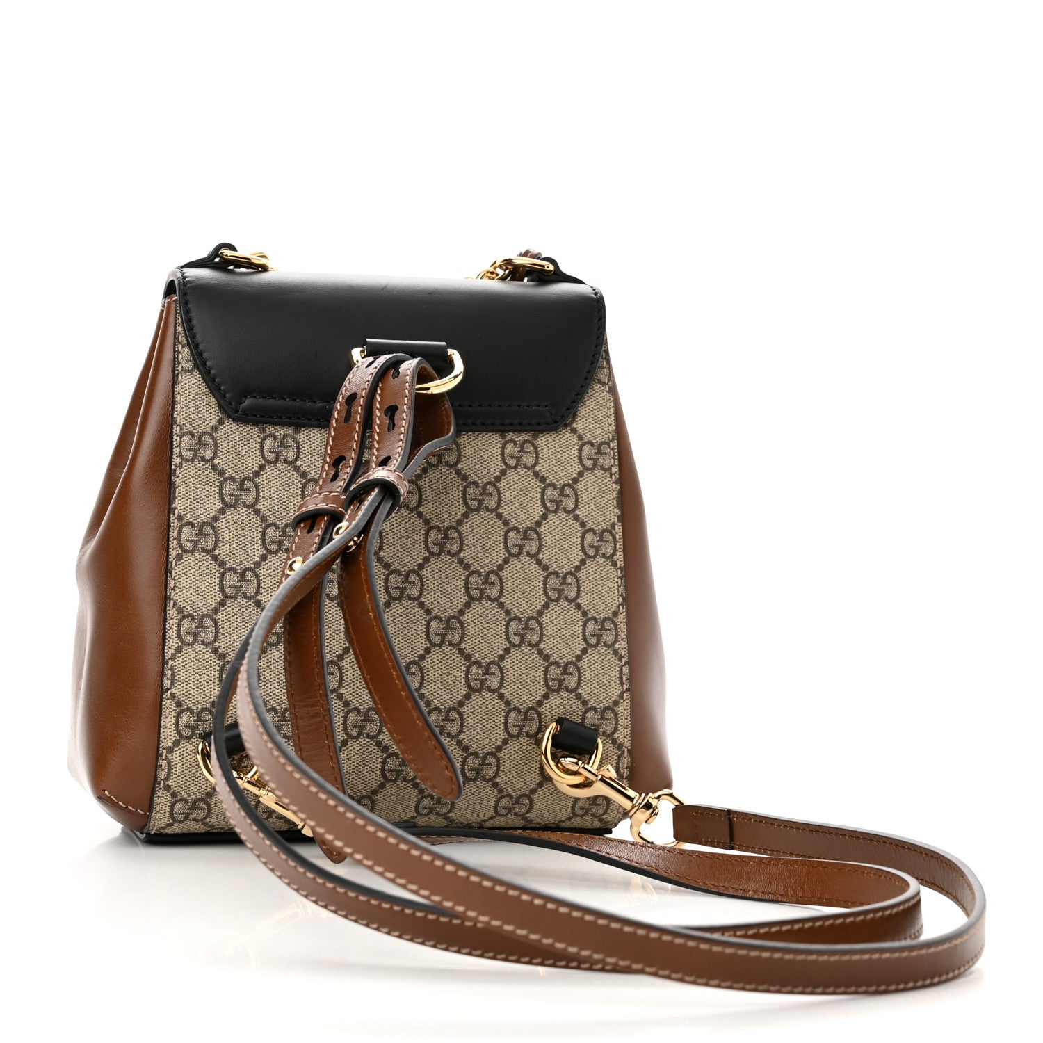 Gucci GG Supreme Monogram Calfskin Padlock Backpack Beige Cuir Black 3 of 10
