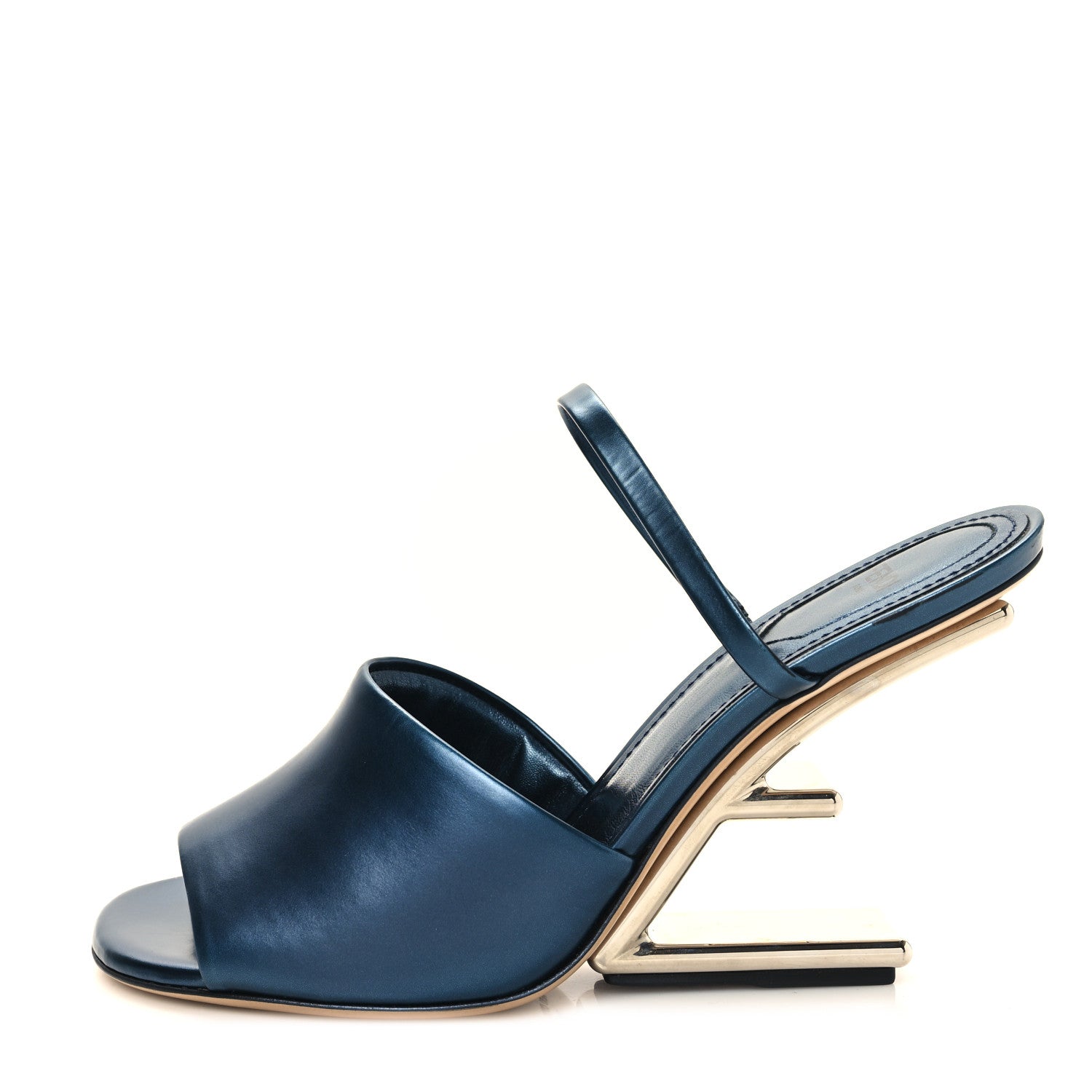 Fendi Metallic Calfskin Fendi First 95mm Slide Sandals 38.5 Perfect 1 of 8