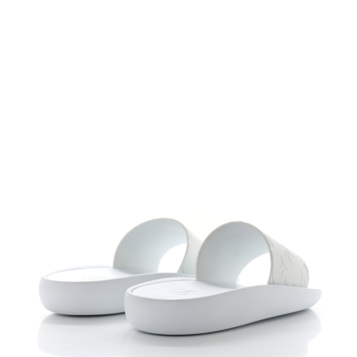 Rubber Monogram Embossed Sunbath Flat Mule 40 White