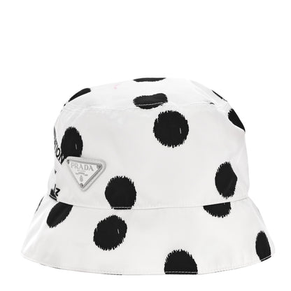 Prada Re-Nylon Triangle Printed Womens Bucket Hat M White Black 1 of 9