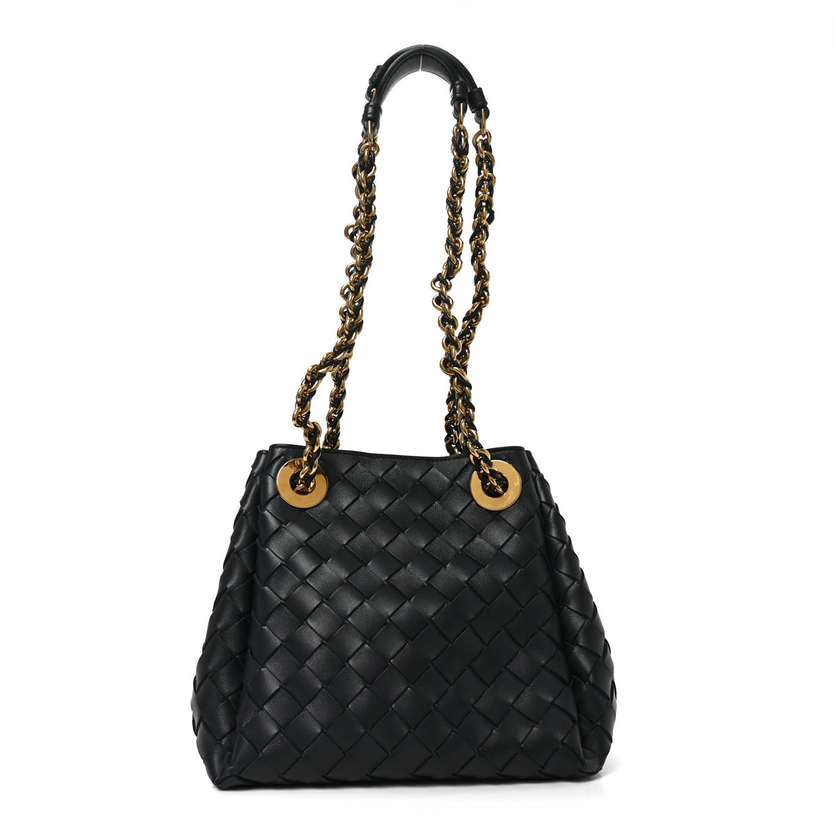 Bottega Veneta Nappa Intrecciato Small Parachute Chain Shoulder Bag Black 1 of 9